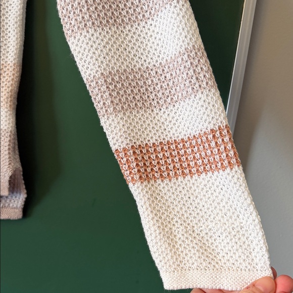 NIC+ZOE Cannon Striped Linen Blend Open Knit Womens MP Sweater Lightweight - Picture 5 of 10